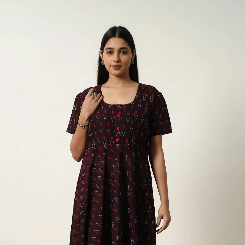 Final Markdown Mercerized Cotton Flared Pochampally Ikat Dress 13