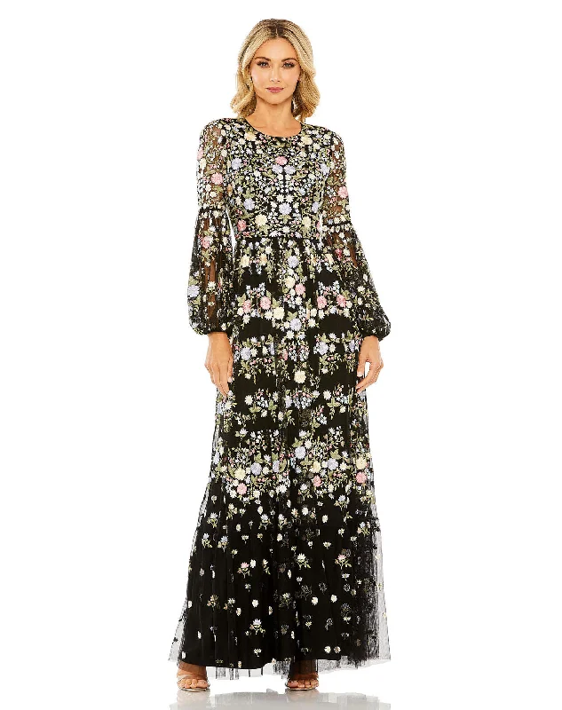 Quick Sale Mac Duggal 35161 Long Sleeve Floral Formal Dress