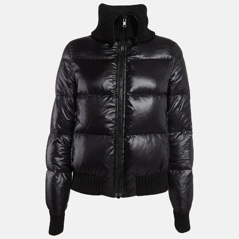 Bargain Blast Joseph Black Synthetic Zip-Up Quilted Down Puffer Coat M