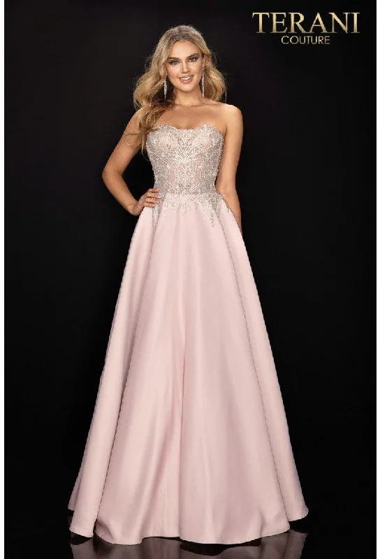 Discount Deals Terani Couture 2011P1197 Long Strapless Prom Dress