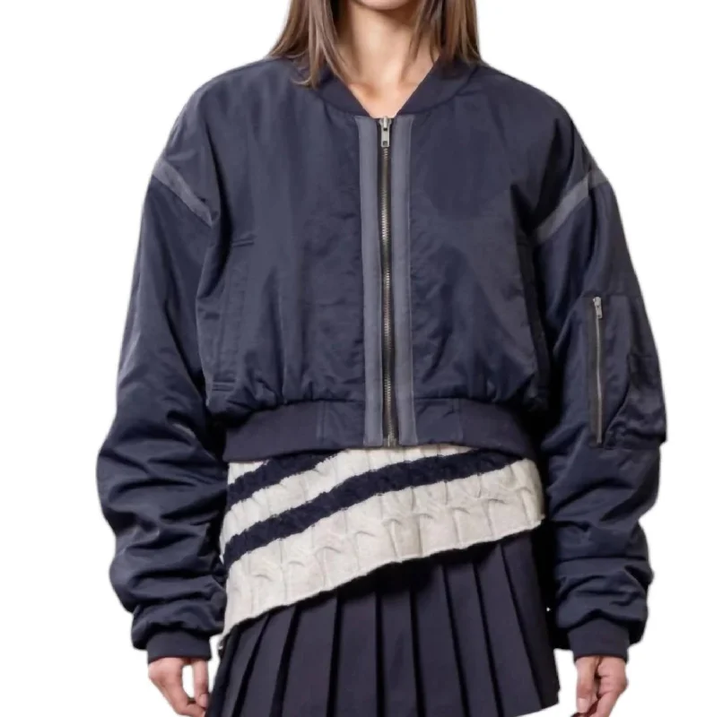 Grand Opening Sale City Girl Bomber Jacket In Navy
