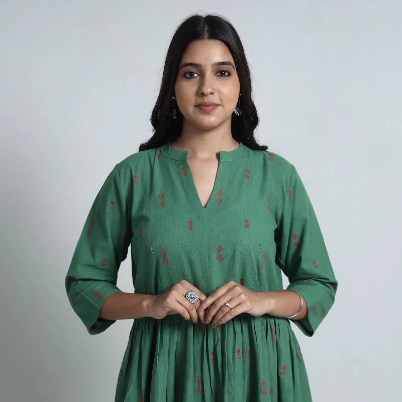 Green - Exquisite Jacquard Cotton Dress