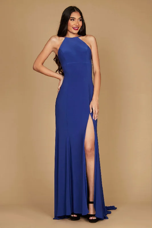 Early Access Long Fitted Open Back Jersey Prom Dress Royal