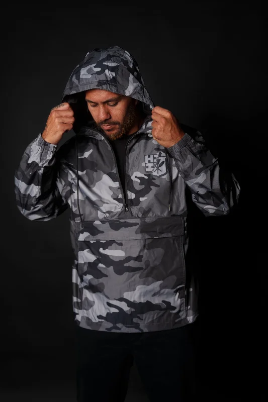 GRAY CAMO RAIN JACKET