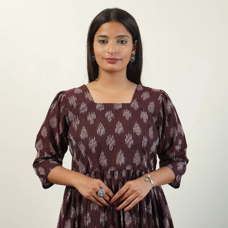 Early Access Maroon - Pochampally Ikat Weave Cotton Dress 07