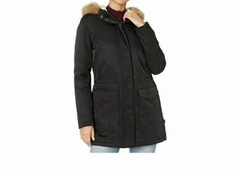 Price Blitz Faux Fur Trimmed Hooded Sherpa Parka Jacket In Black