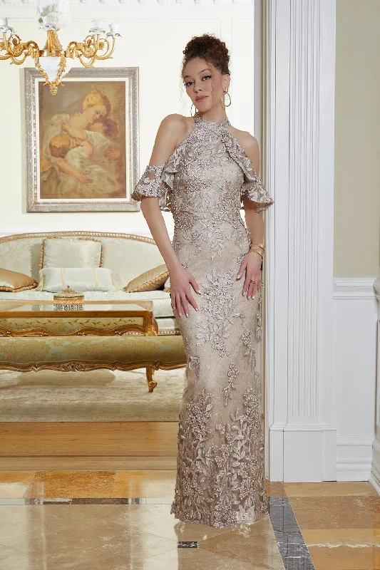 Don't Miss MGNY Madeline Gardner New York 72838 Long 3D Floral Evening Formal Dress