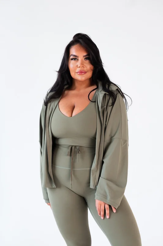 Online Exclusive Oversized Light Zip Through Jacket Fern