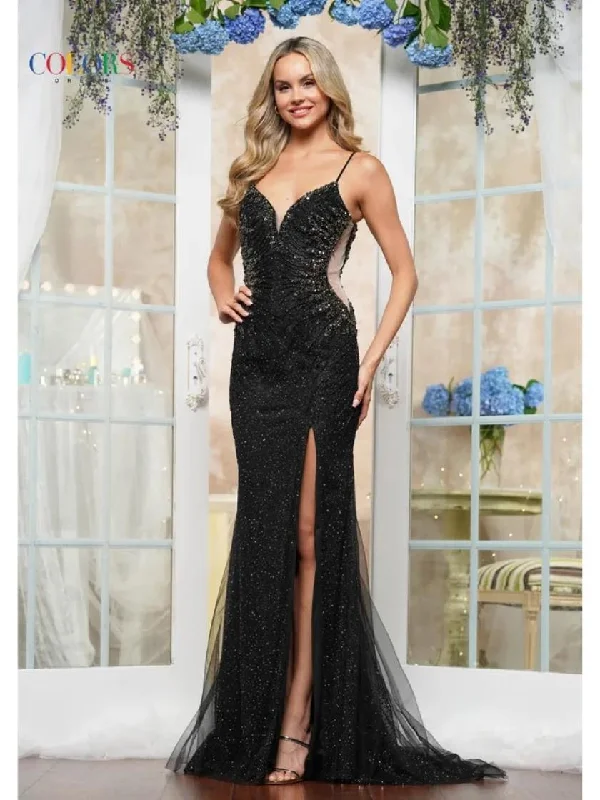 Colors 3401 Fitted Gown Long Formal Prom Dress