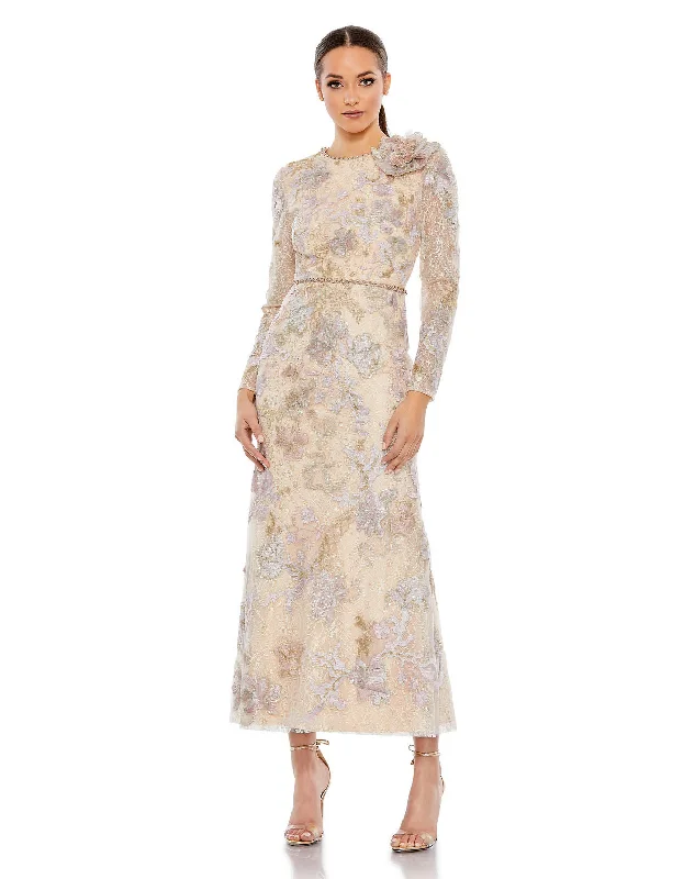 Act Fast Mac Duggal 11329 Long Sleeve Beaded Formal Prom Dress