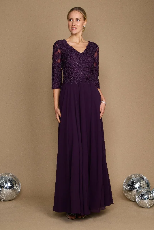 Long Formal Mother of the Bride Dress Eggplant