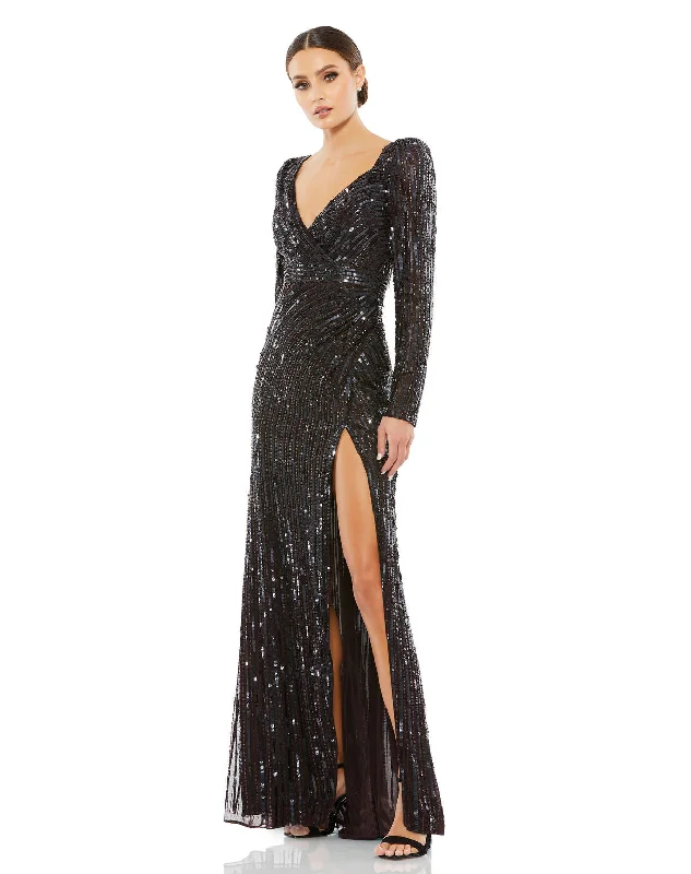Mega Sale Mac Duggal 5379 Long Sleeve Sequin Prom Formal Dress