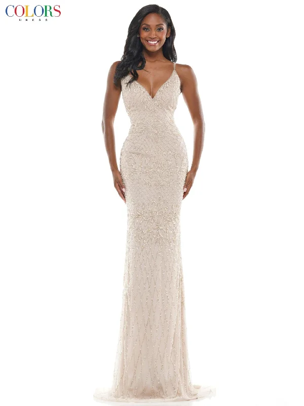 Super Deal Colors K106 Colors Long Formal Spaghetti Strap Prom Dress