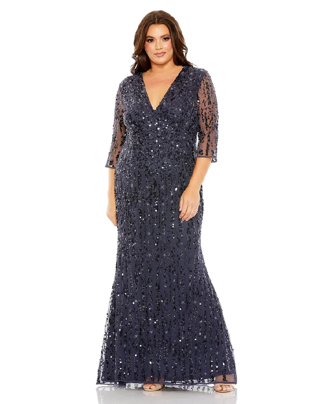 Mega Sale Mac Duggal 93871 Long Sequin Plus Size Formal Dress