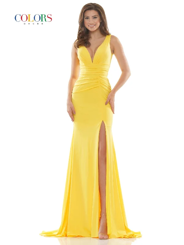 Blowout Deals Colors 2694 Colors Long Sleeveless Formal Fitted Dress