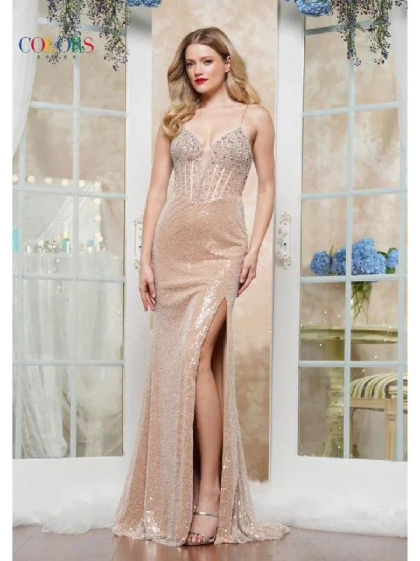 Savings Galore Colors 3626 Beaded Long Formal Fitted Evening Prom Dress