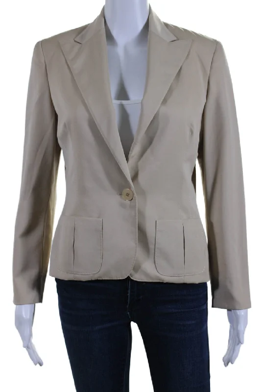 Best Deals Ralph Lauren Collection Womens Wool Button Up Blazer Jacket Beige