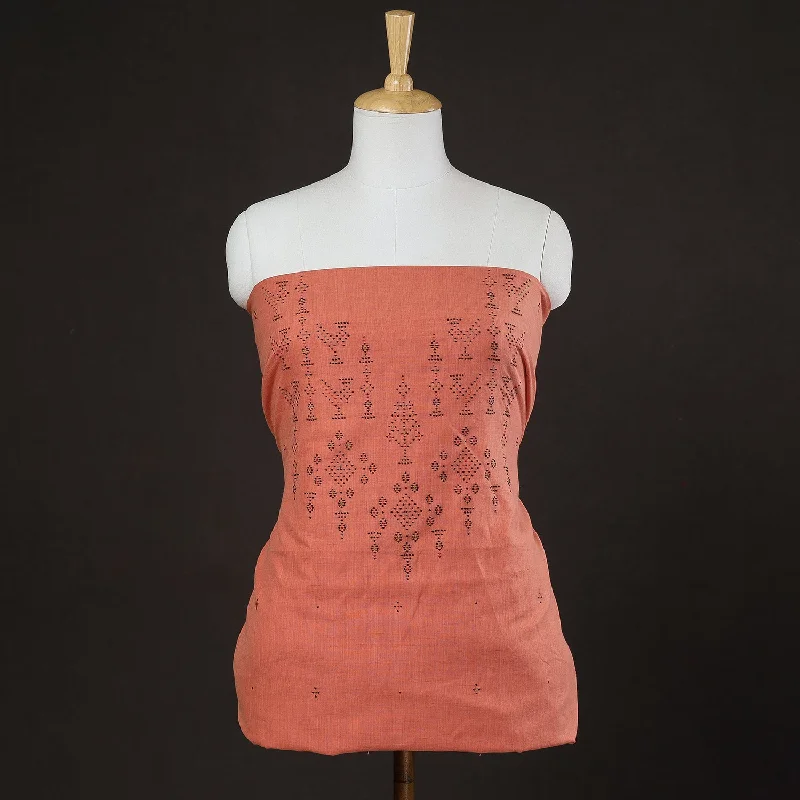 Massive Deals Peach - Tangaliya Work Handwoven Cotton Kurta Material
