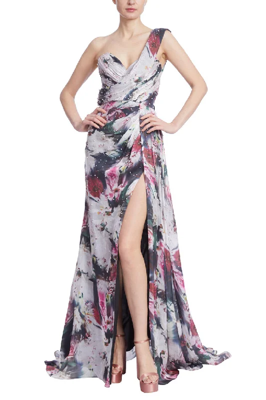 Act Now Badgley Mischka EG4089 Long Beaded Floral Formal Dress