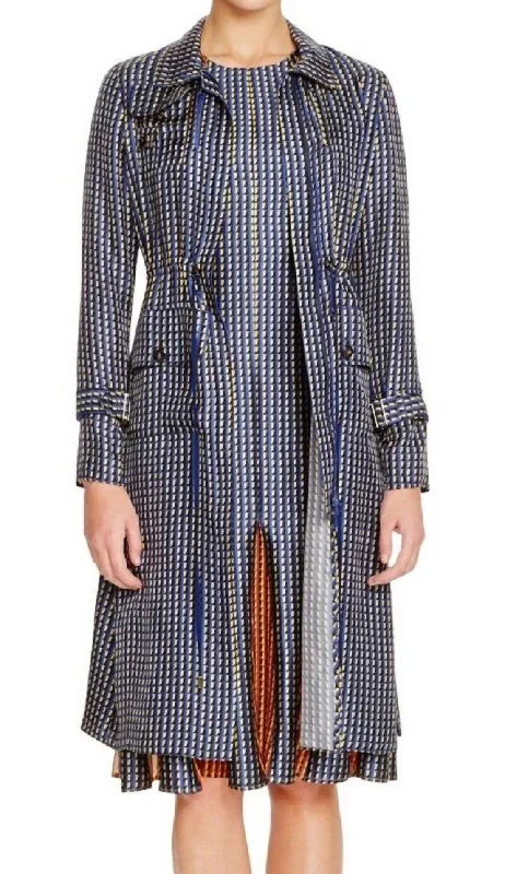 Online Only Geo-Print Safari Silk Geometric Print Jacket In Blue/yellow