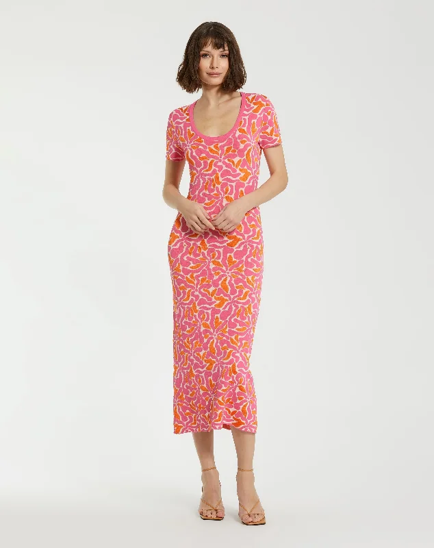Super Bargain Mac Duggal K10045 Floral Long Knitted Maxi Dress