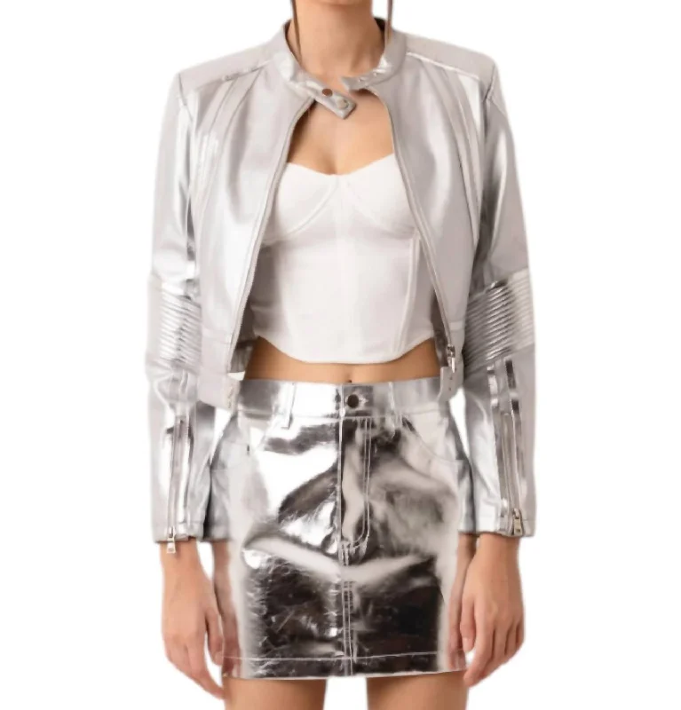 Today's Special Cindy Racer Jacket In Silver