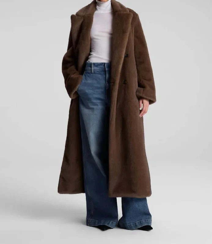 Don't Wait Franklin Faux Fur Coat In Brown