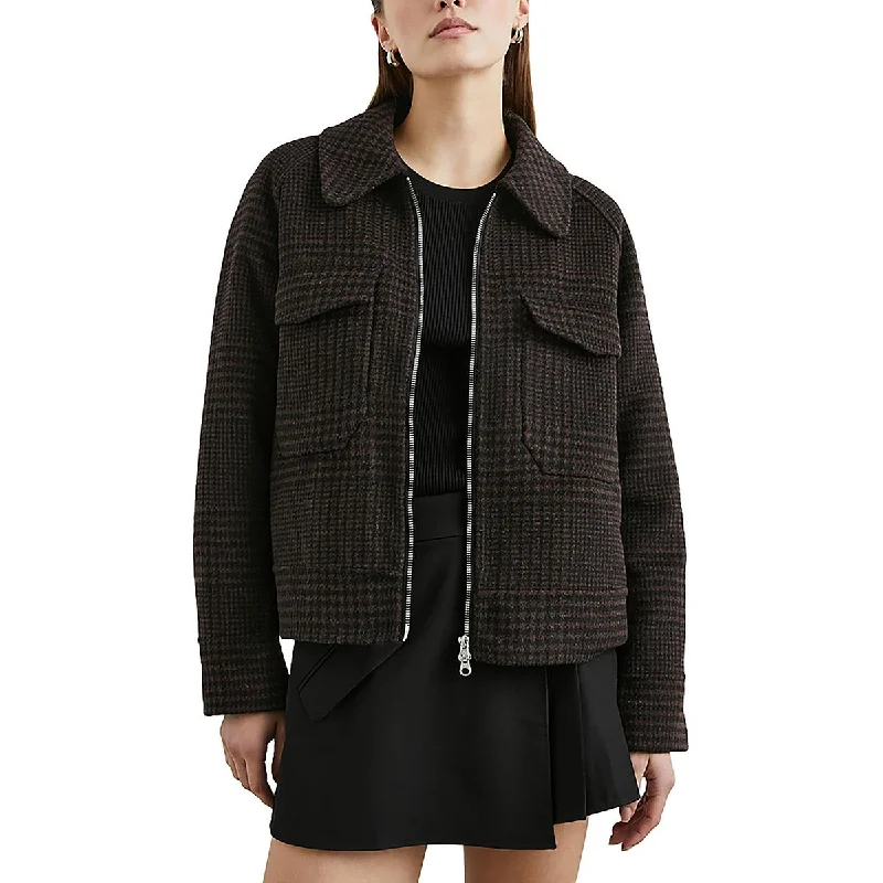 Bargain Blast Womens Wool Blend Houndstooth Wool Coat