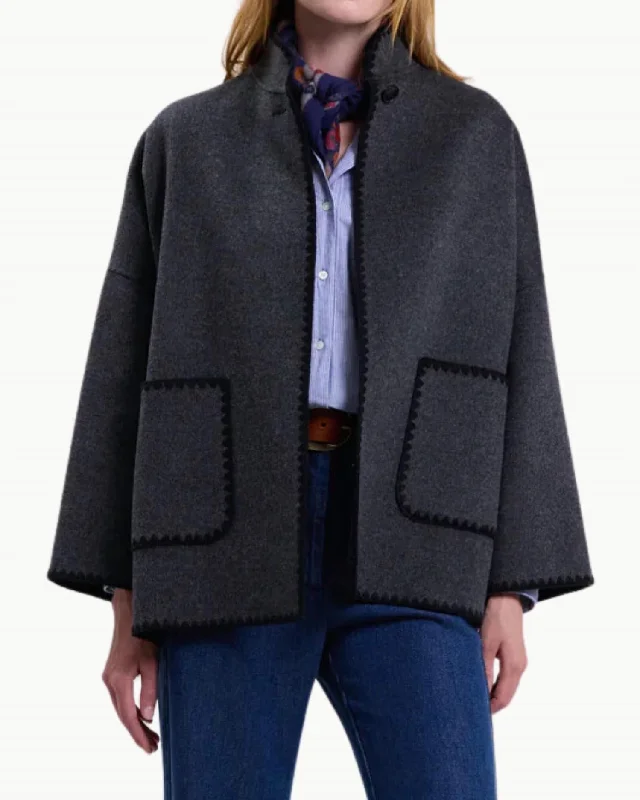 Reduced Prices Valentine Woman Woven Coat In Anthracite