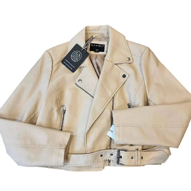 Daily Specials Women's Vegan Leather Belted Jacket In Rose Water