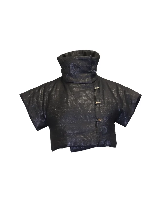 Weekend Flash Sale Akris Cropped Turtleneck Jacket in Black Wool