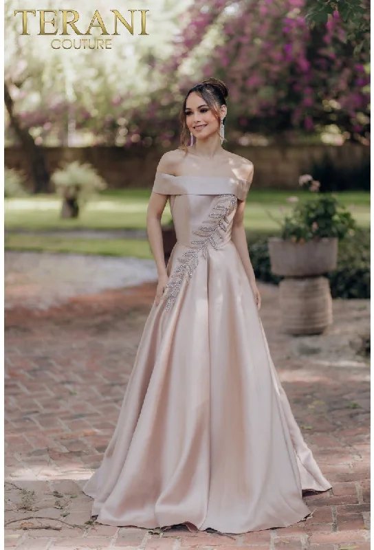 YEAR-End Sale Terani Couture 232M1512 Prom Long Formal Pleated Ball Gown