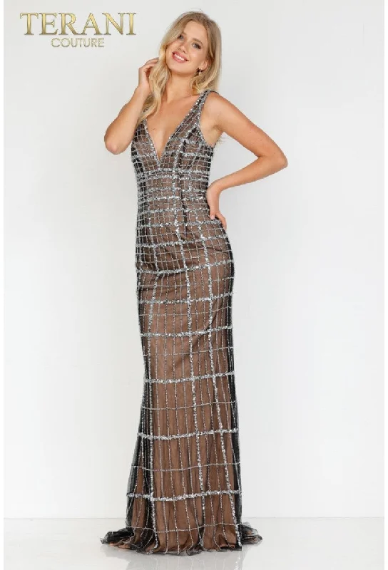 Price Drop Terani Couture 231GL0398 Long Beaded Prom Formal Dress