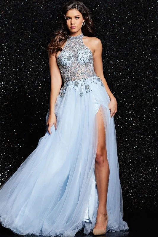 Weekend Deal Jovani 24094 Beaded Sheer Long Formal Prom Dress