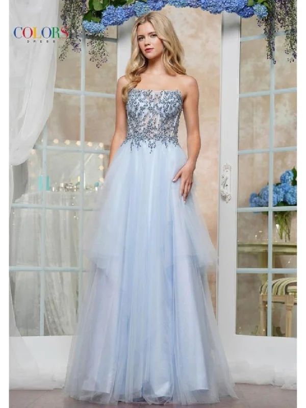 Colors 3475 Long Beaded Formal Prom Dress