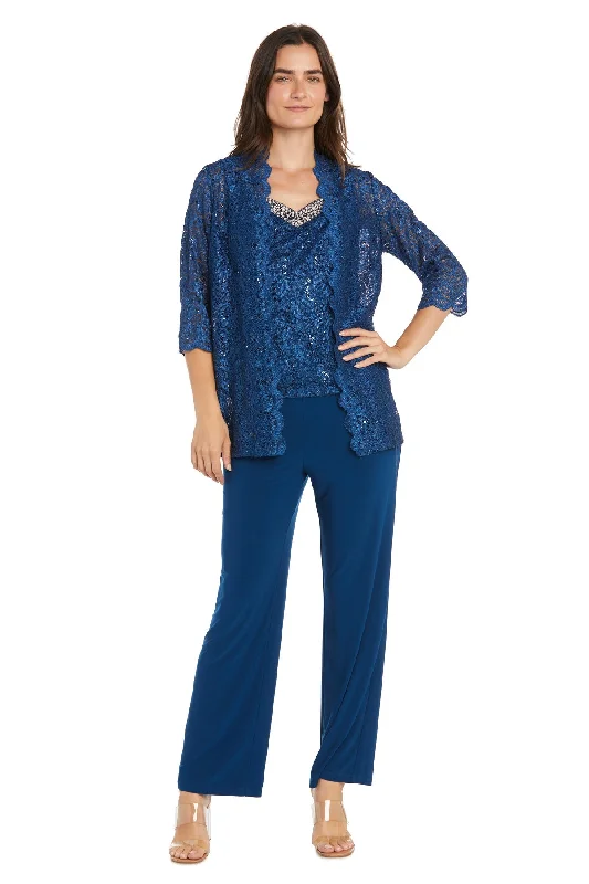 R&M Richards 3303P Long Formal Lace Sequin Petite Pantsuit