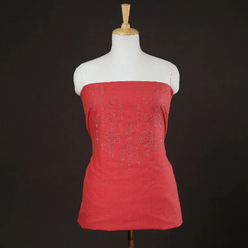 Major Savings Red - Tangaliya Work Handwoven Cotton Kurta Material - 3 meter