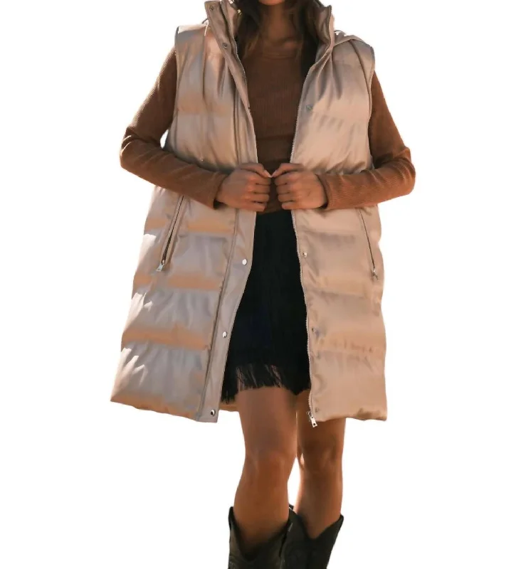 Final Sale Oh My Puffer Duster Vest In Ivory