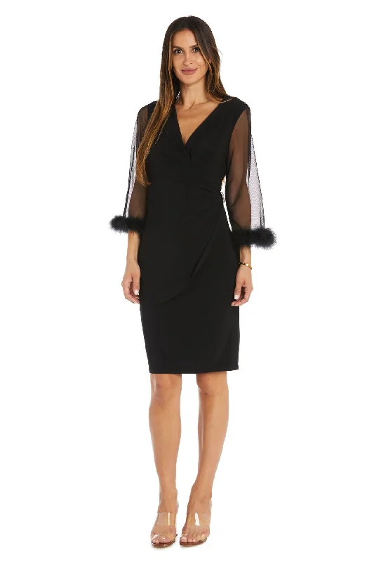 Lowest Price R&M Richards 1636P Short Feather Petite Cocktail Dress