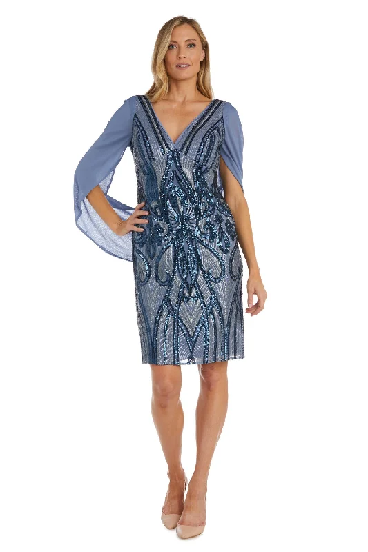 Loyalty Reward R&M Richards 9422P Short Sequin Cocktail Cape Petite Dress