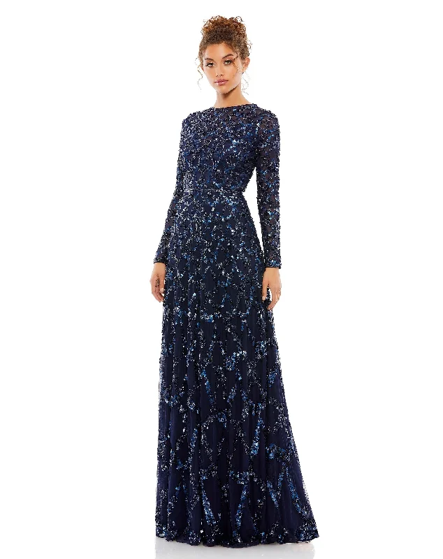 Bargain Prices Mac Duggal A5496 Long Sleeve Formal Beaded Prom Gown