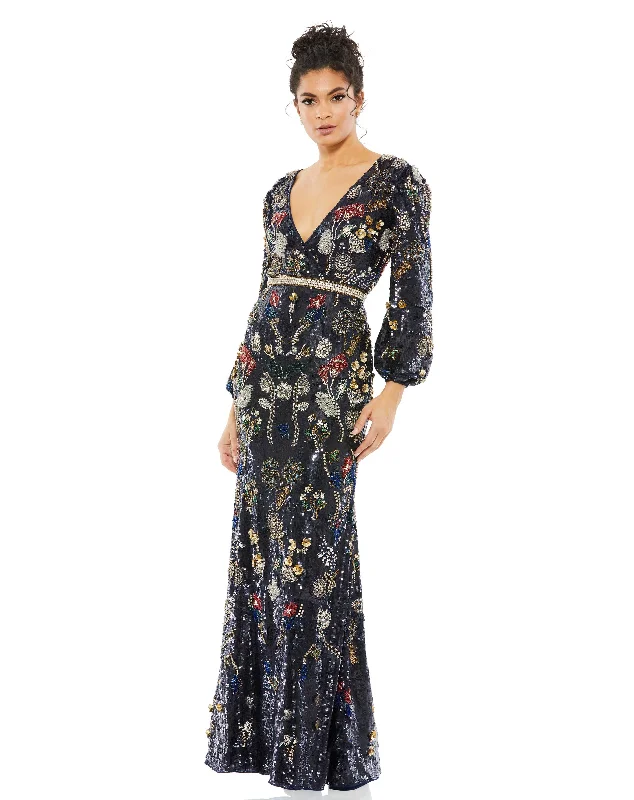 Price Cut Mac Duggal 93546 Beaded Long Sleeve Formal Dress
