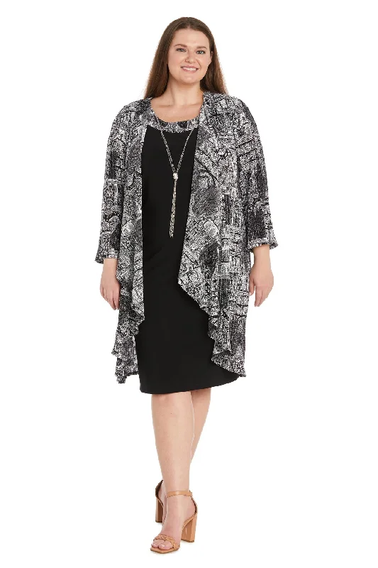 Inventory Reduction R&M Richards 1819W Mother of the Bride Short Printed Plus Size Dress