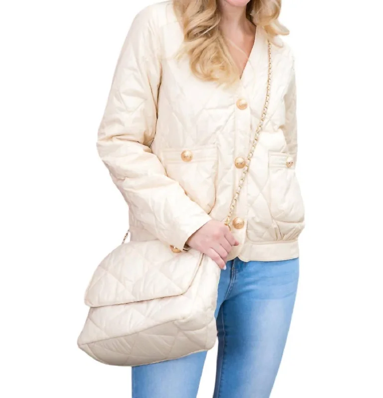 Now or Never Johya Puff Jacket Matching Crossbody Bag In Beige