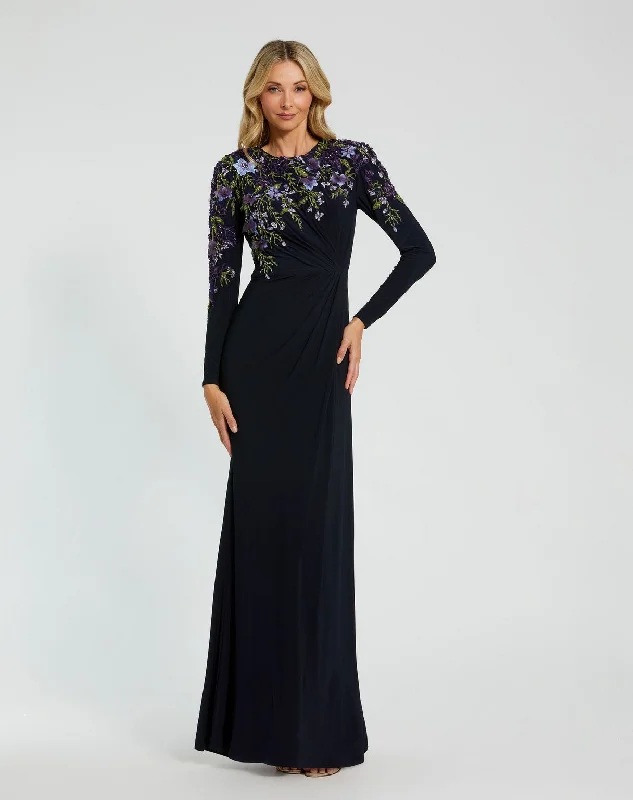 Today’s Special Mac Duggal 11806 Long Sleeve Formal Floral Prom Dress