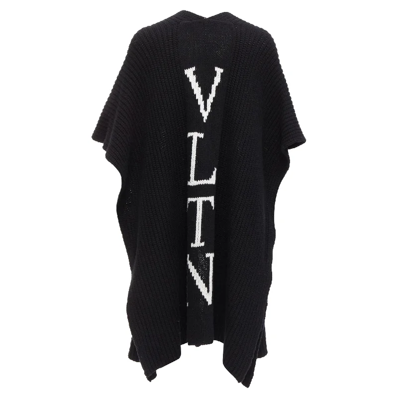 Buy Now Valentino VLTN Virgin Wool Logo Back Poncho Cardigan
