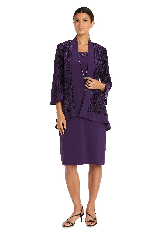 Bargain Bin R&M Richards 7597P Short Velvet Mother of the Bride Petite Jacket Dress