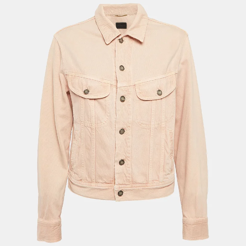 Hurry In Saint Laurent Paris Pink Denim Button Front Jacket