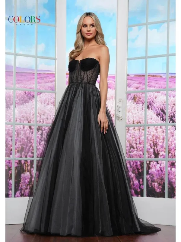 Colors 3480 Long Fitted Formal Prom Dress