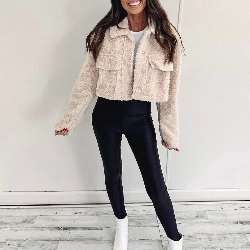Don't Wait Mina Teddy Cropped Jacket